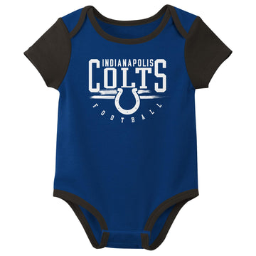 Outerstuff Nfl Newborn Baby And Infant Short Sleeve Bodysuit Variety 3-Pack - Indianapolis Colts, 6-9M