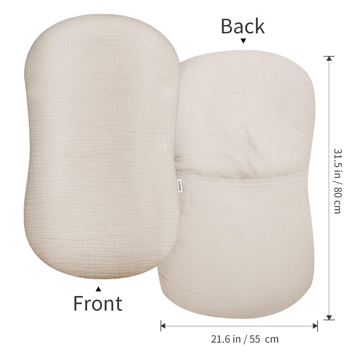 Muslin Baby Lounger Cover, Soft Breathable Newborn Lounger Pillow Cover For Boys Girls Infant (Sage)