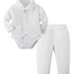 Disaur Baby Boy Formal Outfits Long Sleeve Infant White Shirt White Vest Pants Bow Tie Baby First Halloween Outfit Boy 18 24 Mon