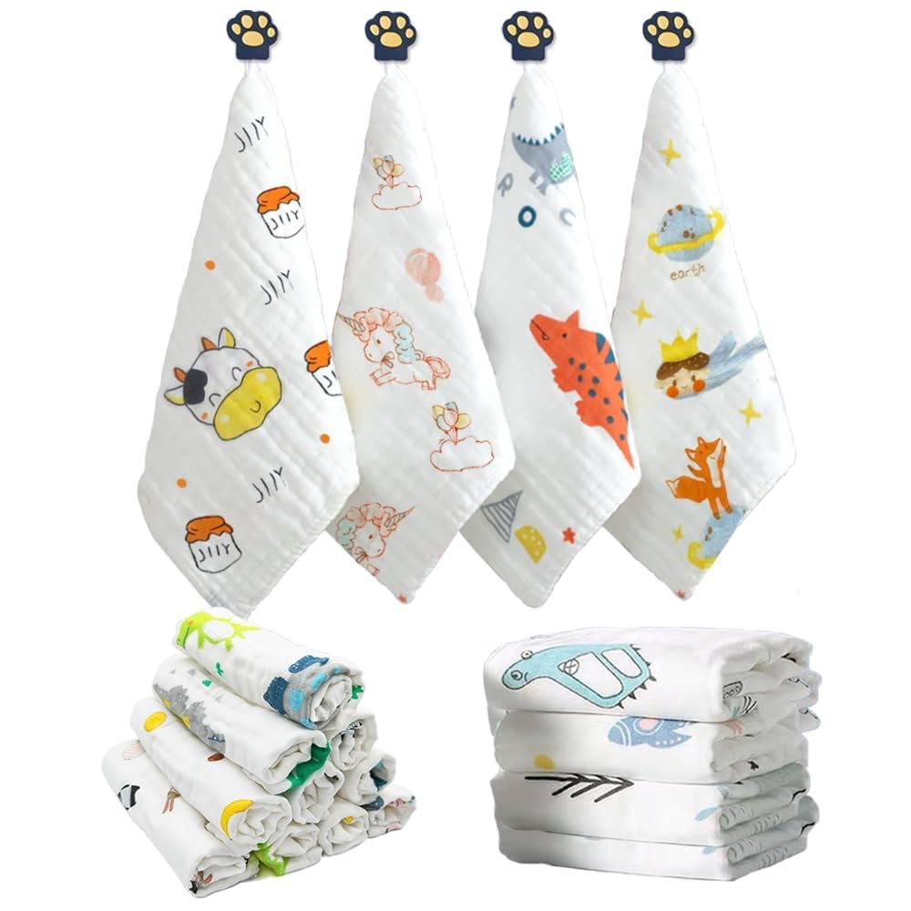 Gshop Organic Muslin Baby Washcloths  Soft, Absorbent & Gentle Face Towels For Newborns, Hypoallergenic Gift Set (2)