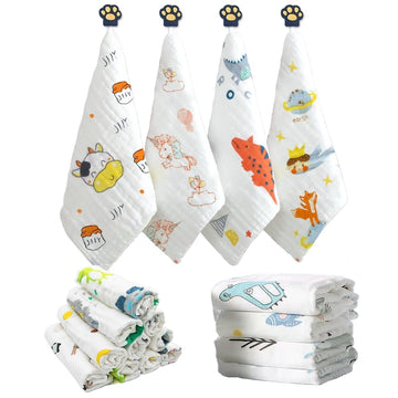 Gshop Organic Muslin Baby Washcloths  Soft, Absorbent & Gentle Face Towels For Newborns, Hypoallergenic Gift Set (5)