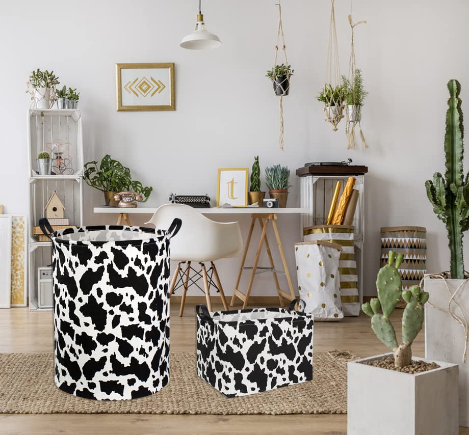Ddbasket Cow Print Laundry Basket Baby Nursery Clothes Hamper Collapsible Toy Storage Bin Organizer With Handles For Kids,Boys A