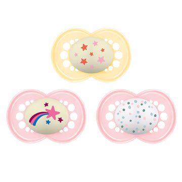 Mam Original Day & Night Baby Pacifier, Nipple Shape Helps Promote Healthy Oral Development, Glows In The Dark, 3 Pack, 16+ Mont