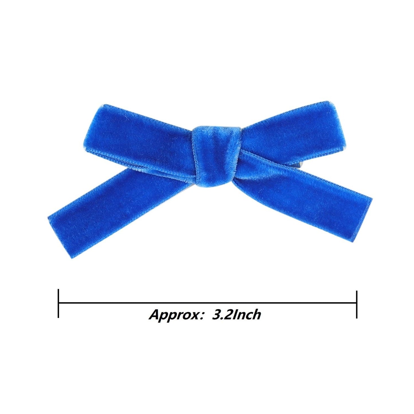 Cute 3.2' Royal Blue Assorted Velvet Bow Hair Clips For Baby Girls, Toddlers, Kids, And Teens - 2 Pack