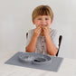 ezpz Happy Mat - 24 Months+ (Gray) - 100% Silicone Suction Plate with Built-in Placemat for Toddlers + Preschoolers - Divided To