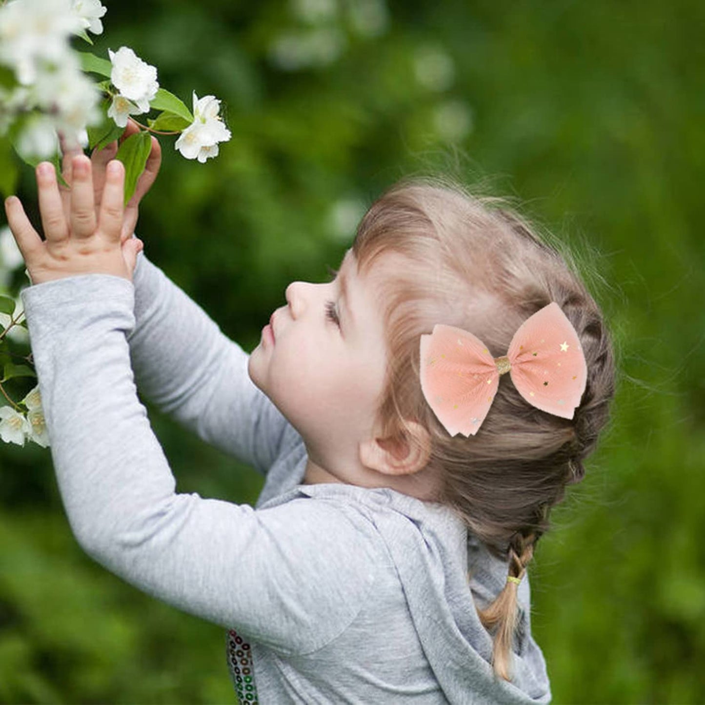 Insowni 12 Pack Tulle Bow With Glitter Star Alligator Hair Clips Barrettes Accessories For Baby Girls Toddlers Kids Children Tee