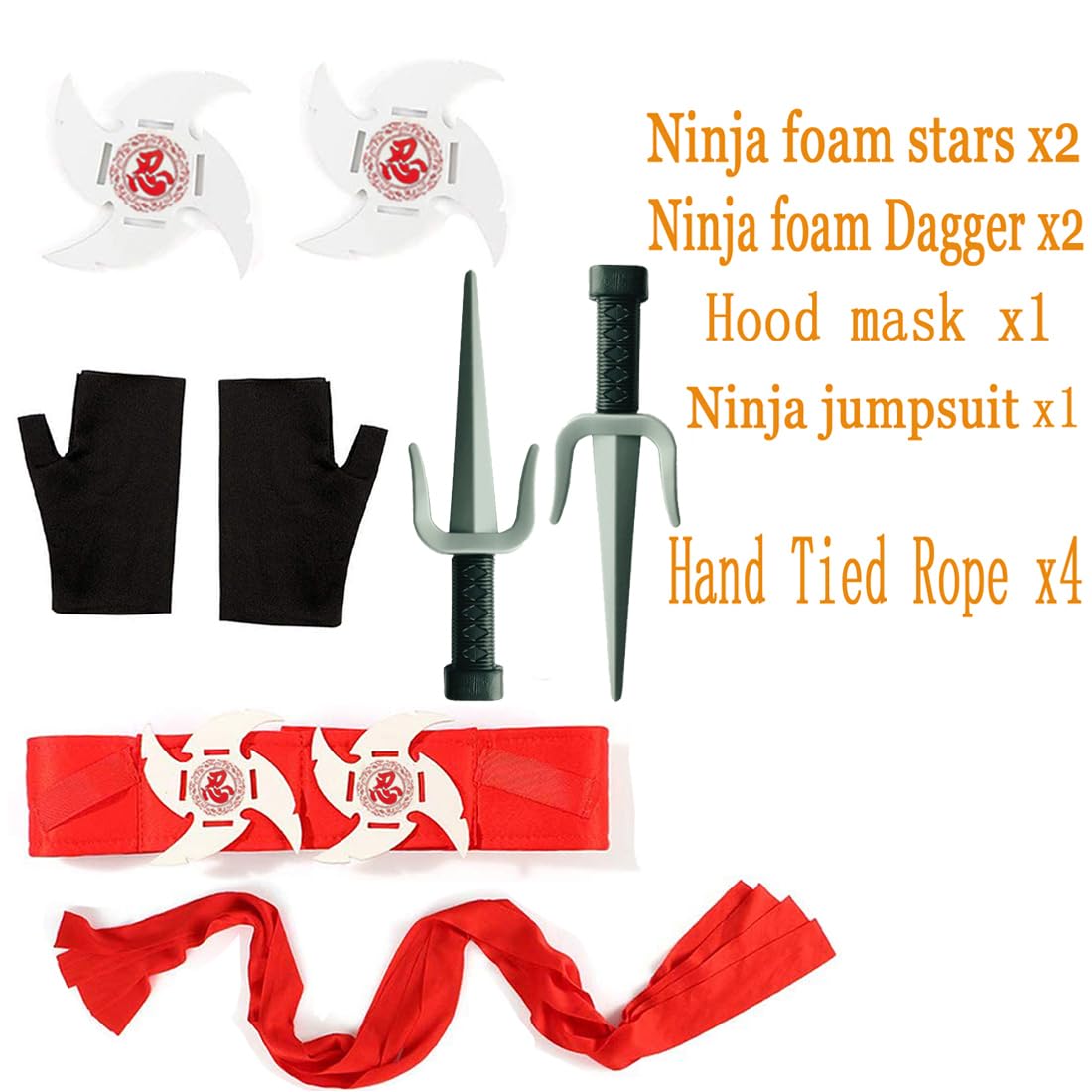 Satkull Ninja Costume Boy Halloween Kids Costume Boy Ninja Muscle Costume With Ninja Foam Accessories Best Children Gift(Kids-M-