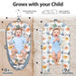 Jocute Baby Lounger Large Size, Cotton Breathable Baby Lounger Pillow Cover Waterproof, Infant Lounger For Travel, Grey Protable