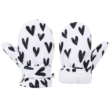 Lined Fleece Toddler Mittens Kids Winter Warm Gloves Child Ski Gloves Waterproof Snow Baby Mitten For Boys Girls White Love L
