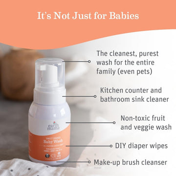 Earth Mama Sweet Orange Baby Liquid Wash Foaming Hand Soap, Organic All Purpose Body Wash For Sensitive Skin, Castile Soap With