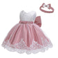 Baby Girls Lace Bowknot Flower Dress Wedding Pageant Baptism Christening Tutu Gown 6-12 Months