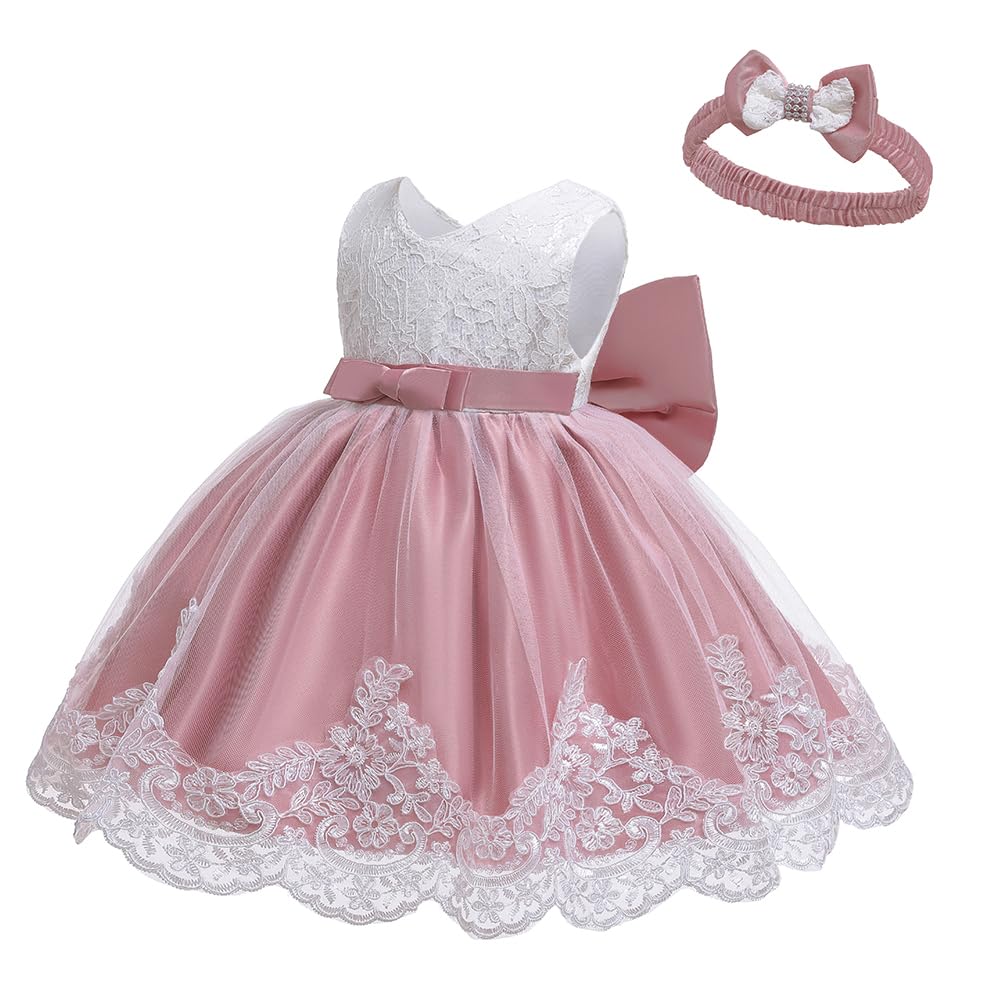 Tulle Tutu Girl Dress Princess Wedding Pageant Party Baby Dresses Bean Powder 3-4T