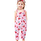 Lindanina 4T Girls Summer Clothes Toddler Red Cherry Romper Jumpsuits Kids Outfits 5T Cute Adjustable Tie-Up Strap One Piece Sle