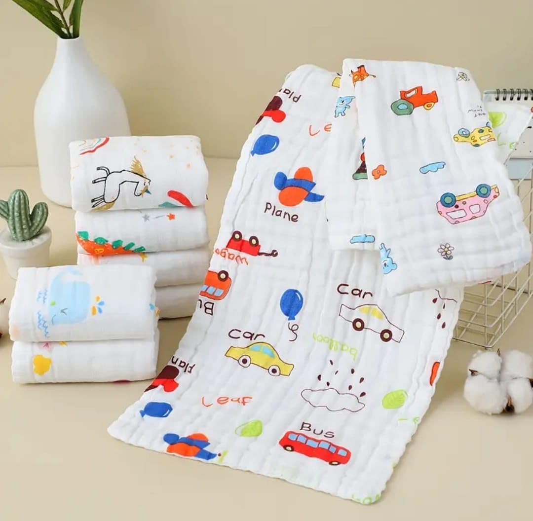 Baby Muslin Wash Cloth Soft Cotton Baby Face Towel for Newborn Bathing & Cleaning, Gentle MultiLayer Muslin Baby Washcloth, Sof
