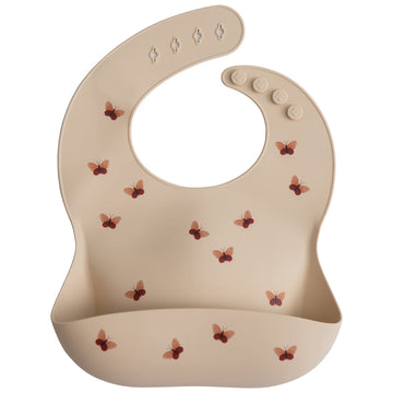 Mushie Silicone Baby Bib  Adjustable Fit Waterproof Bibs (Butterflies)