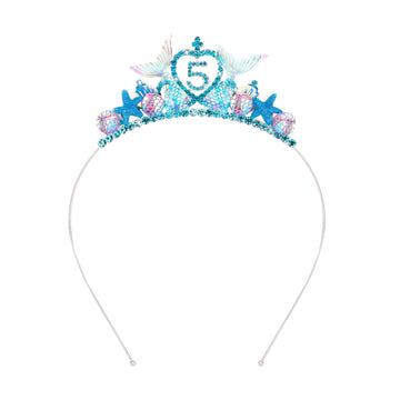 Bahaby Little Mermaid Birthday Decorations 5Th Birthday Girl Headband Mermaid Party Favors Mermaid Rhinestone Hair Accessories F