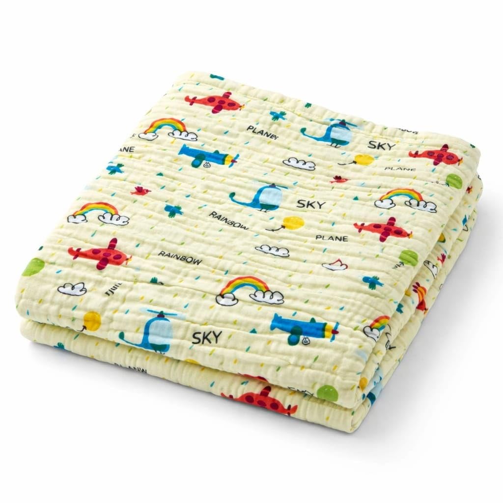 Hi mom Kids World Baby Muslin Cotton Towel, Sky and Rainbow Print, Soft Multicolour Wrap for Infants