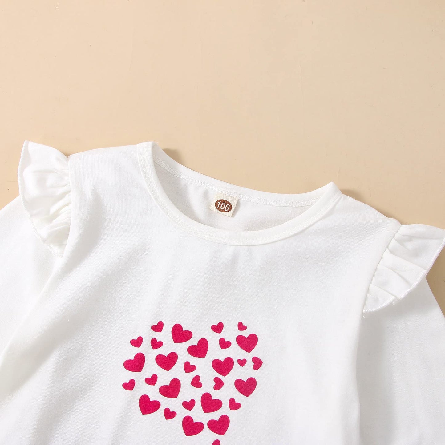 Rtnnsbbfcm Toddler Baby Girl Valentine'S Day Outfit Long Sleeve Elephant Heart T-Shirt Top Bell Bottom Pants Headband 3Pcs Set (