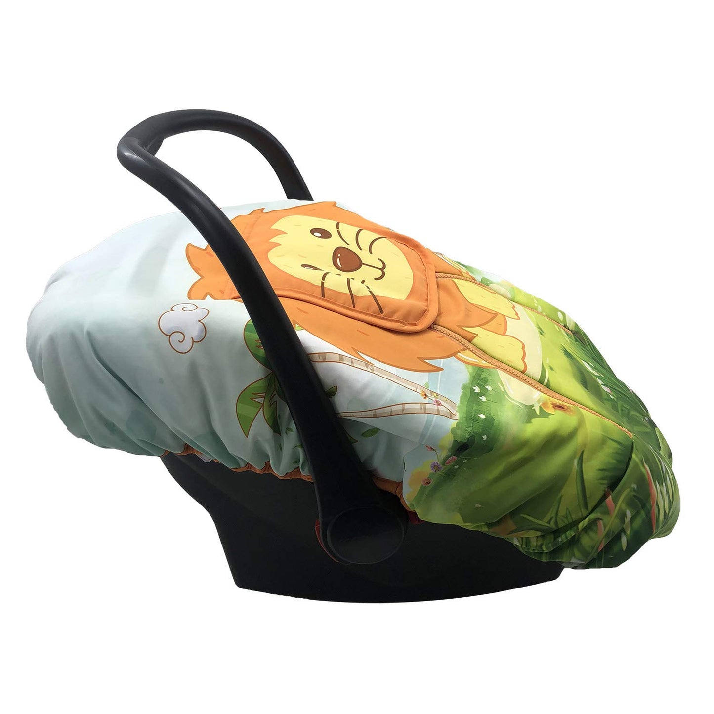 Cute Cartoon Infant Car Seat Covers, Soft Warm Breathable And Windproof Canopy For Baby Car Seat (Cute Lion)