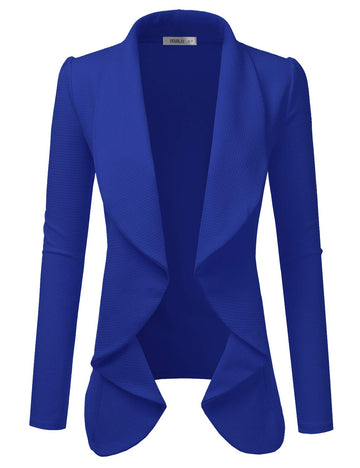Doublju Classic Draped Open Front Blazer Jacket For Women With Plus Size