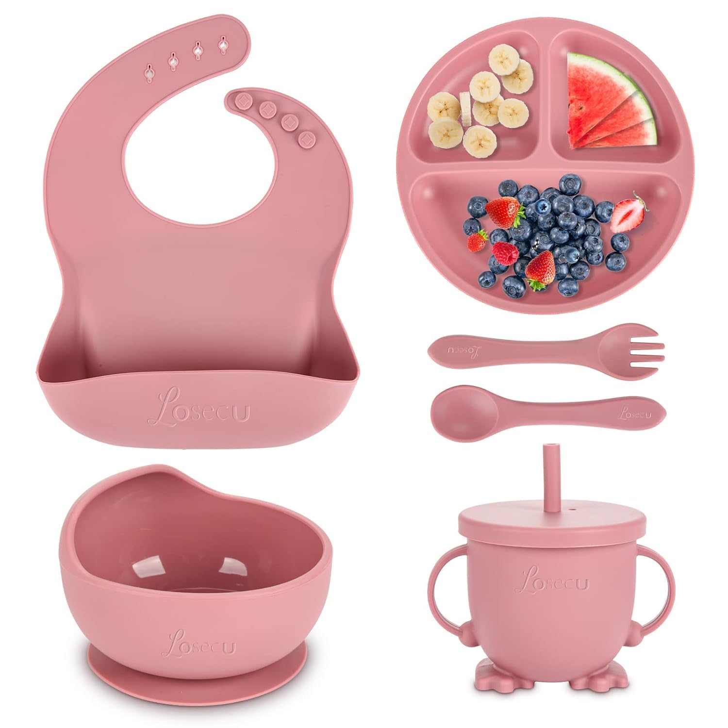 Niralasa Baby Feeding Set For Toddlers  Baby Led Weaning Utensils With Silicone Bib, Suction Plate, Bowl, Spoon, Fork, Sippy Cu