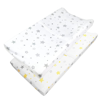 American Baby Company 2 Pack Printed 100 Cotton Knit Fitted Contoured Changing Table Pad Cover - Compatible With Mika Micky Bass