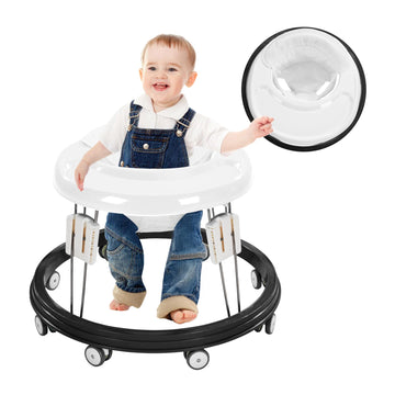 Adjustable Baby Walkers For Baby With Easy Clean Tray, Universal Wheeled Walker, Anti-Rollover Folding Walker For Girls Boys 6-1