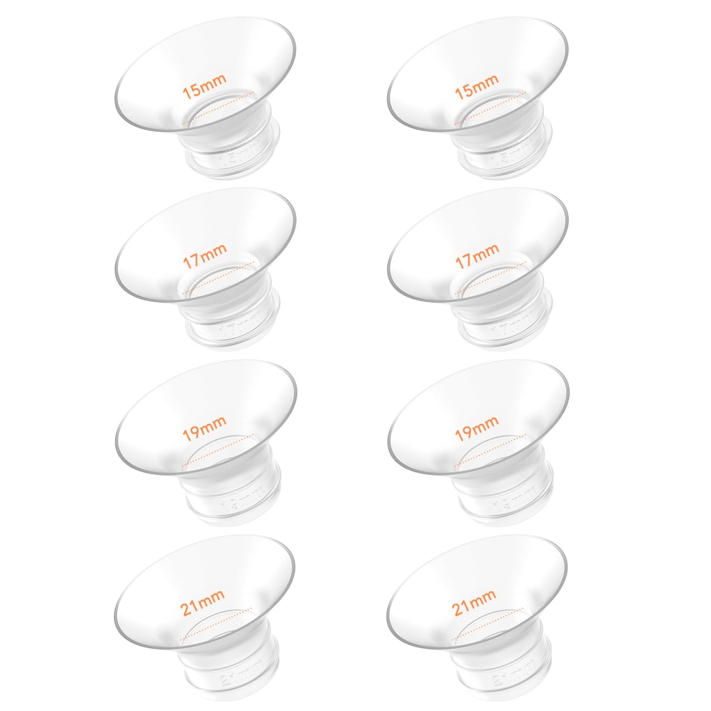 Frussonia Flange Inserts - 8 Pack (15/17/19/21Mm) - Compatible With Momcozy M5/M6/S12 Pro/S9 Pro/V1/V2,Spectra,Medela,Elvie,Lans