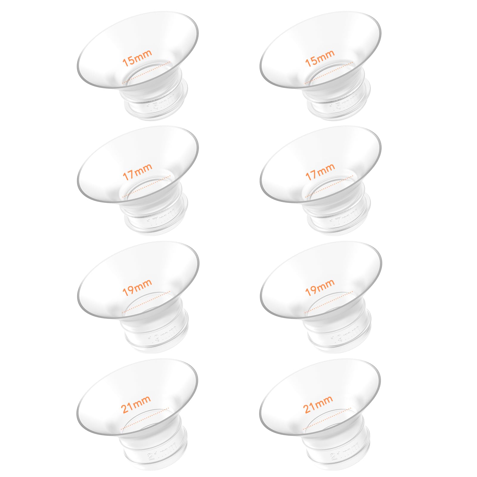 Frussonia Flange Inserts - 8 Pack (15/17/19/21Mm) - Compatible With Momcozy M5/M6/S12 Pro/S9 Pro/V1/V2,Spectra,Medela,Elvie,Lans