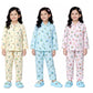 Chiclift Girls Cotton Printed Pajama Set, Yellow, Blue and Pink Long Sleeve Shirt and Pants, Pack of 3  (2 Years3 Years)