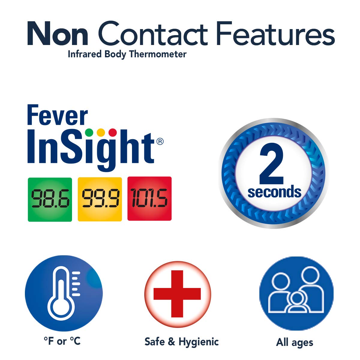 Vicks Non-Contact Infrared Thermometer For Forehead, Food And Bath - Fast, Reliable, And Clinically Proven Accuracy For Adults,