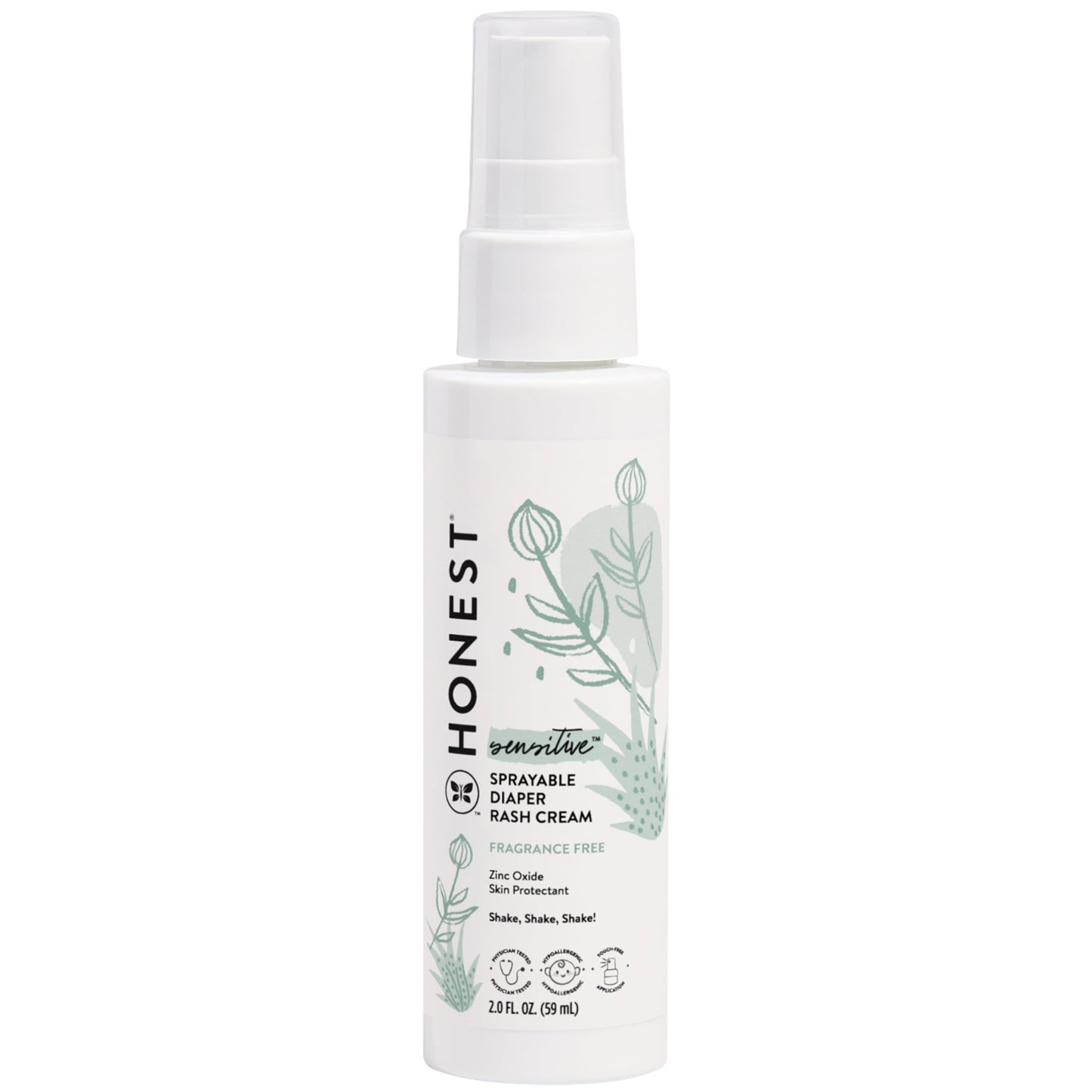 The Honest Company Baby Diaper Rash Cream Spray | Moisturizing + Calming Zinc Oxide | Hypoallergenic, Dermatologist Tested, Crue