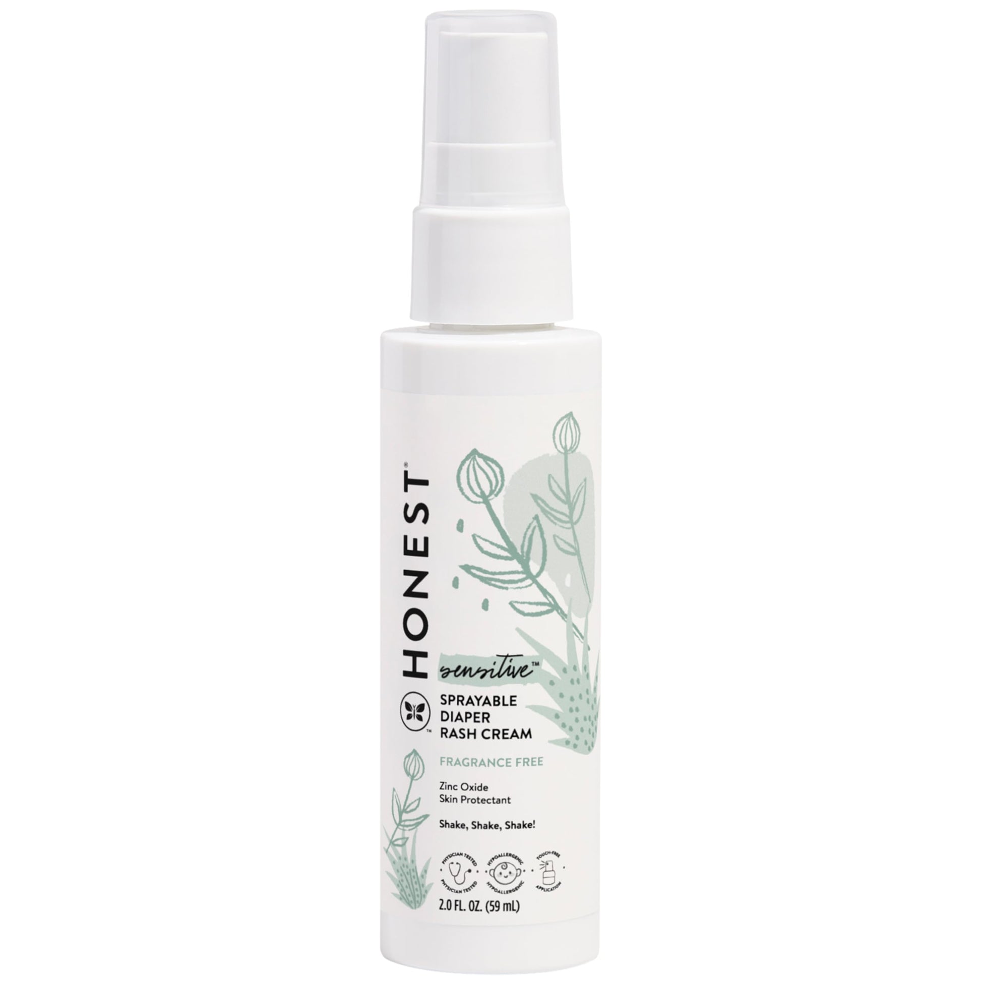 The Honest Company Baby Diaper Rash Cream Spray | Moisturizing + Calming Zinc Oxide | Hypoallergenic, Dermatologist Tested, Crue