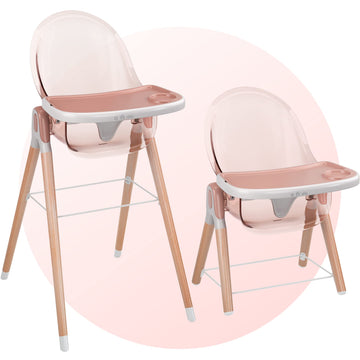 Children Of Design 6 In 1 Deluxe Wooden High Chair For Babies & Toddlers, Modern Safe & Compact Baby Highchair, Easy To Clean, R