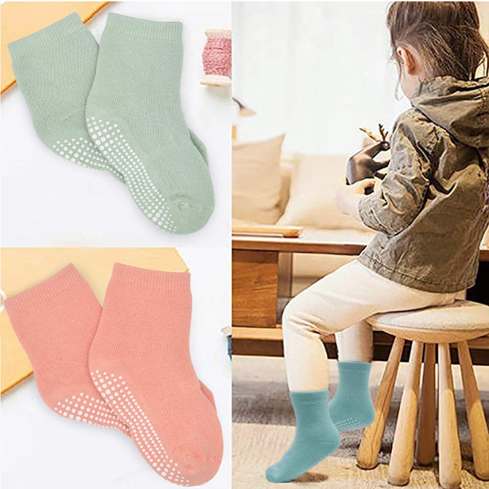 Tphon Toddler Socks, Kids Grip Socks 12 Pairs Non Slip Boys Sock For 7-10 Years Infants Baby Children