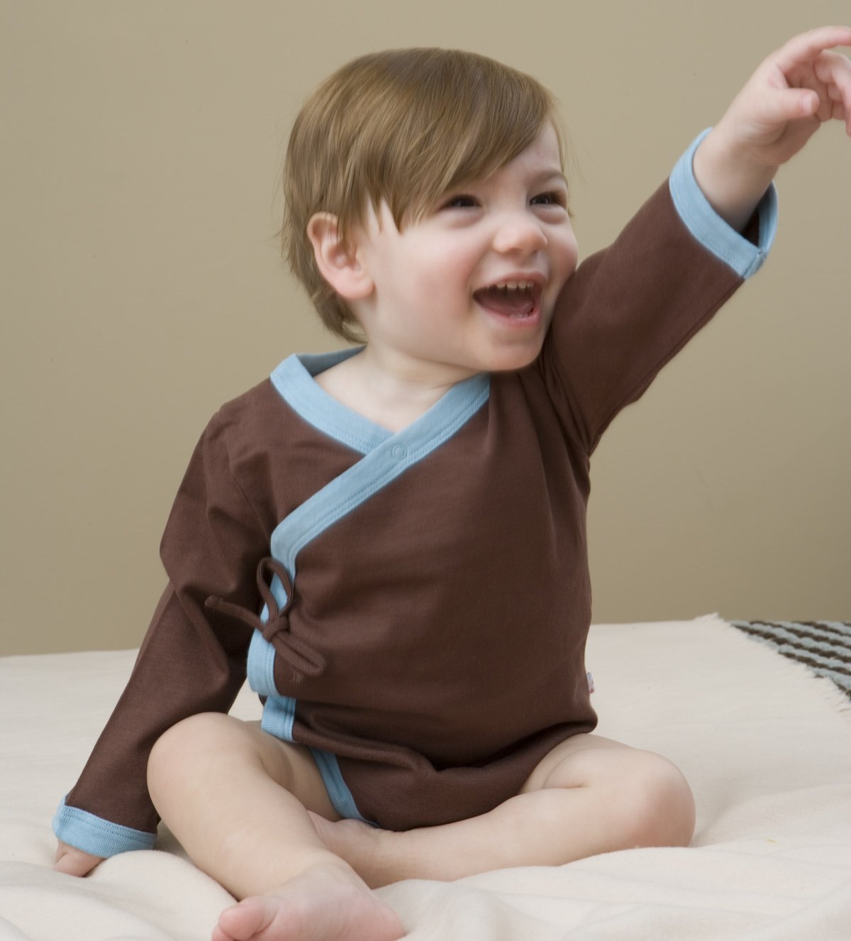 Babysoy Unisex Baby Kimono Bodysuit - Chocolate - 3-6 Months