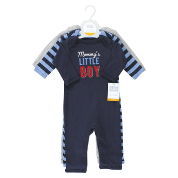 Hudson Baby Unisex Baby Cotton Coveralls, Mommys Little Boy, 6-9 Months