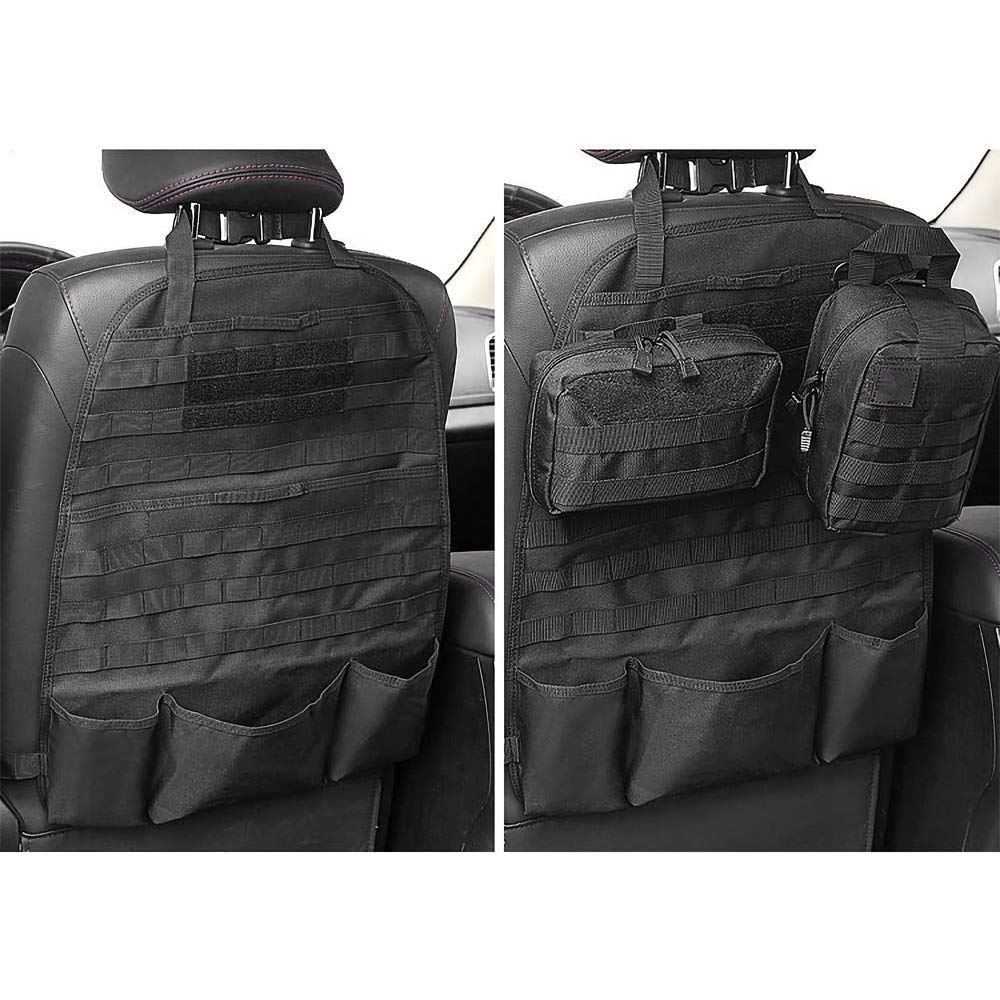 Airsoftpeak Car Backseat Organizer Tactical Molle Panel Seat Back Protector Cover Nylon Vehicle Car Back Seat Cover Pocket Stora