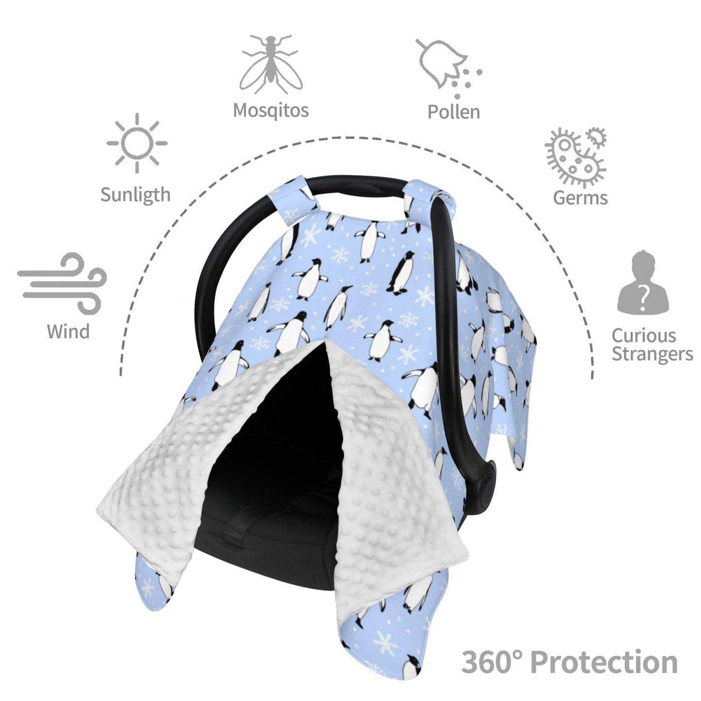 Penguin Baby Car Seat Canopy Cover Multi Use Nursing Cover For Mom Nursing Covers Newborn Penguin Shower Gift