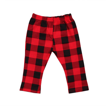 Toddler Baby Pants Infant Boy Girl Casual Cotton Plaids Check Long Pants Trousers Red&Black (6-12 Months)