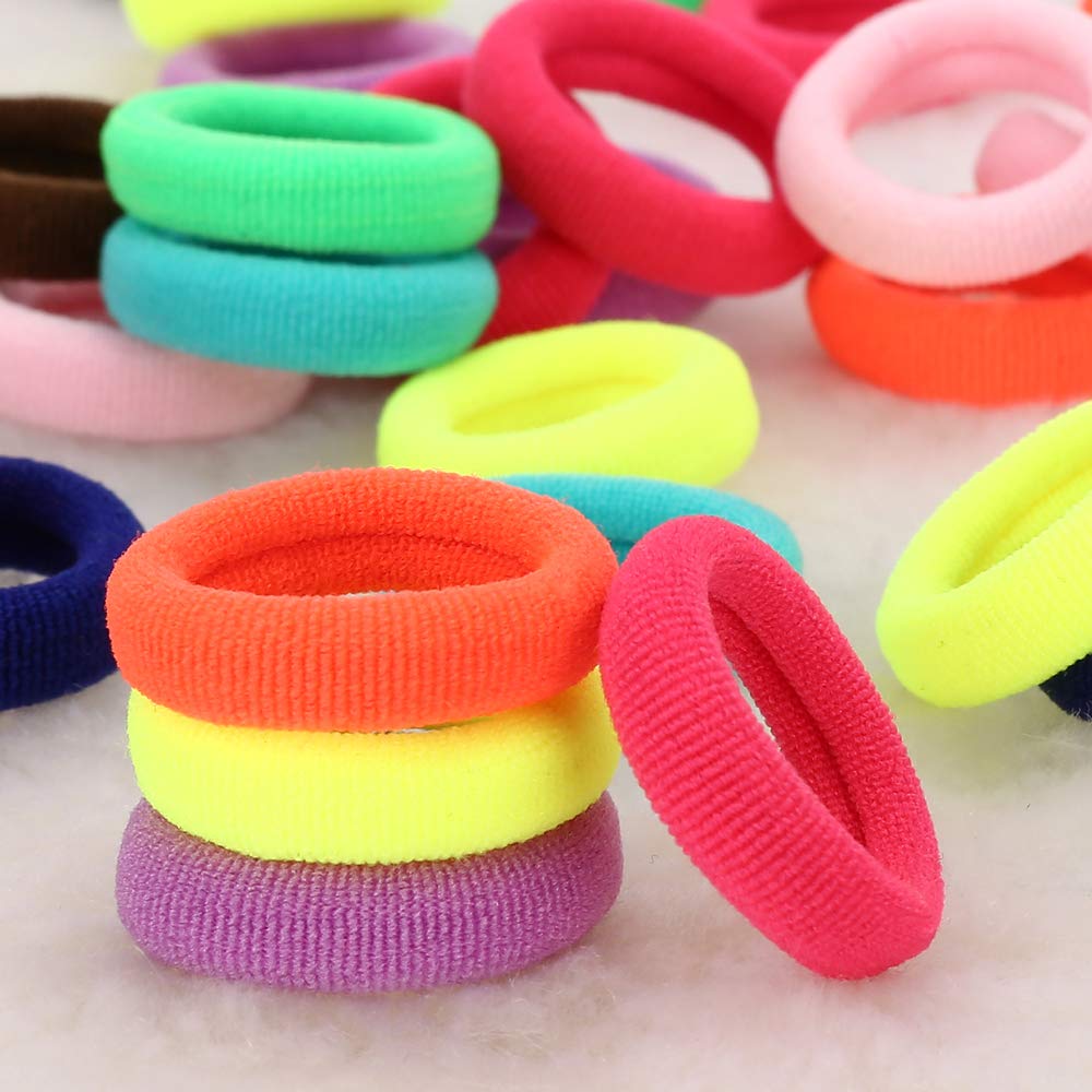 200Pcs Soft Hair Elastics And Toddler Hair Ties - Mini Ponytail Holders In 10 Colors, 1 Inch Diameter, For Babies, Toddlers And