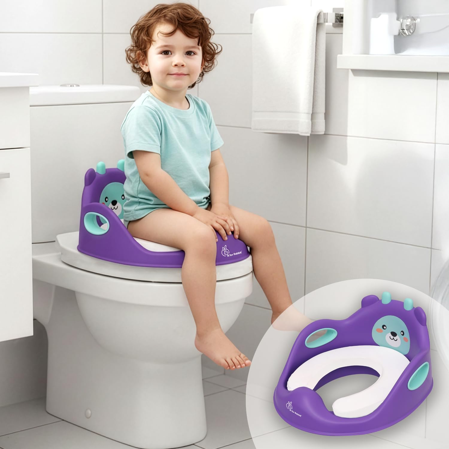R For Rabbit Minimo Teddy Potty Seat For Kids Anti Slip Bpa Free With Soft Cushion, Universal Fit Portable Potty Training Seat F