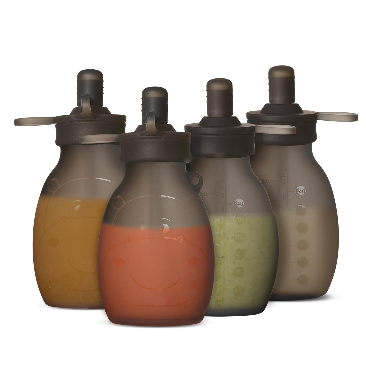 haakaa Hippo Pouch - 9oz/260ml Reusable Pouches for Toddlers, Reusable Baby Food Pouches for Homemade Organic Purees, Juices, Sm