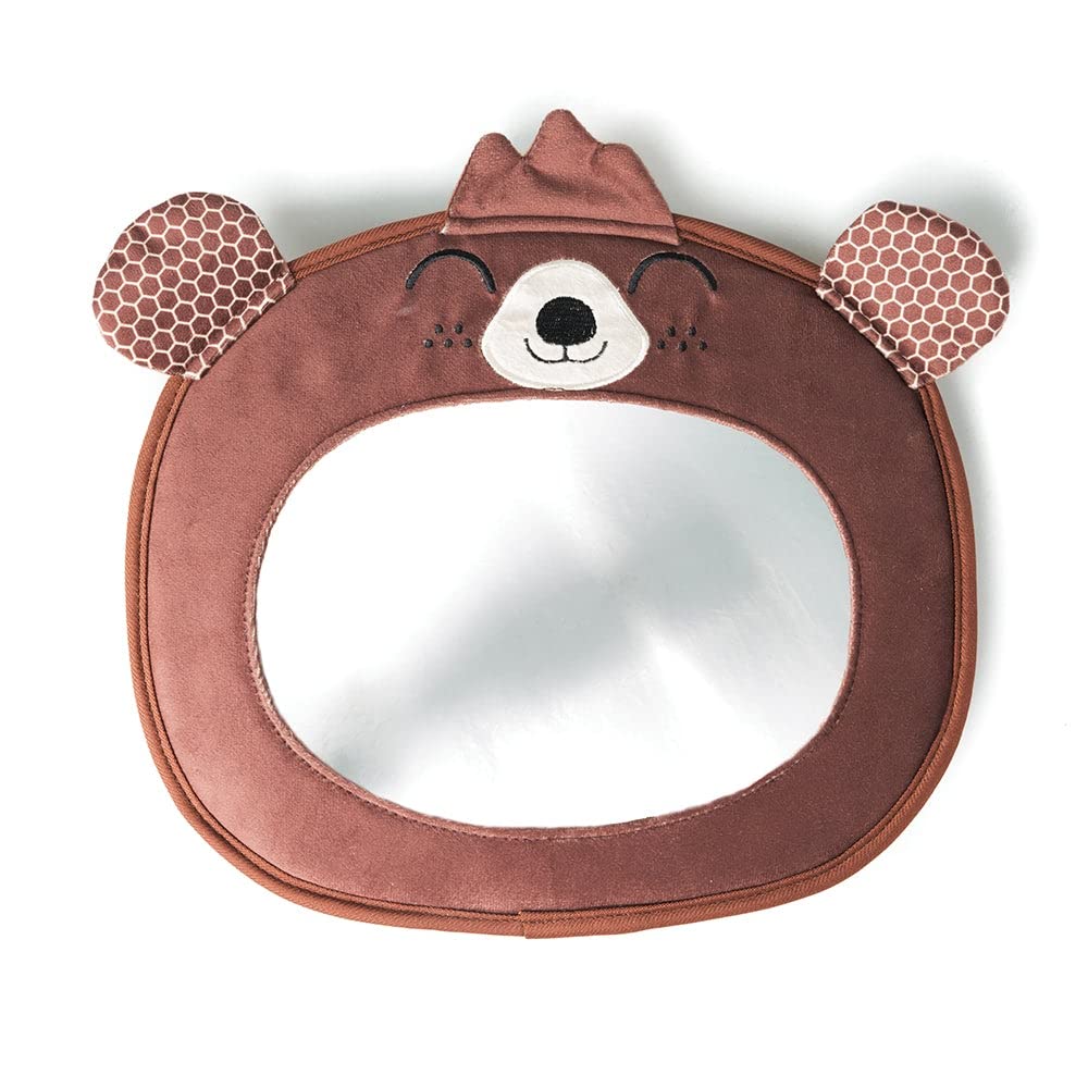 Diono Easy View Bear Character Baby Car Mirror, Safety Car Seat Mirror for Rear Facing Infant, Fully Adjustable, Wide Crystal Cl