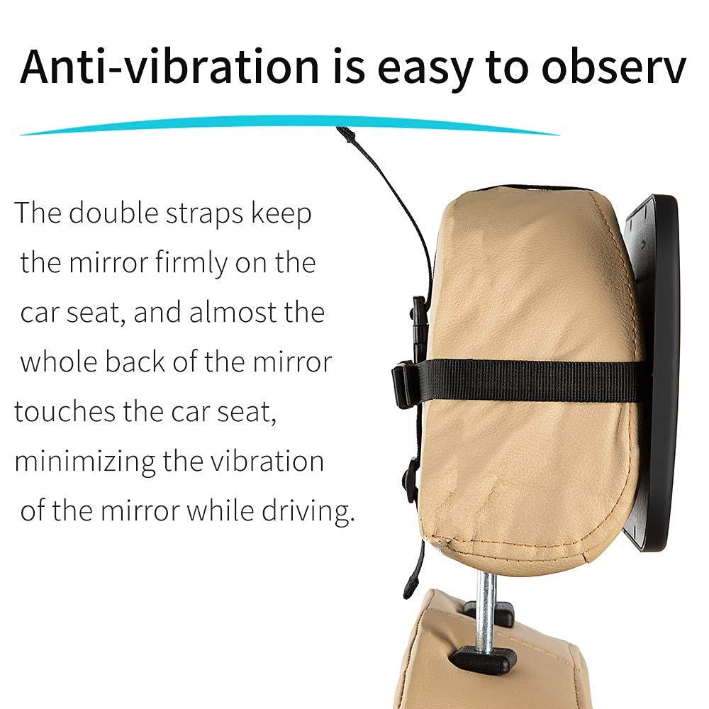 Baby Car Mirror Most Stable Backseat Mirror With Premium Matte Finish-Super Clear Pmma Material Mirror-Safe, Secure And Shatterp