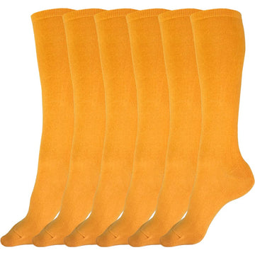 Judanzy 3 Pairs Of Boys And Girls Solid Knee High Uniform Socks For School, Soccer, Football, Afo Etc. (10-15 Years, Gold)