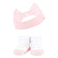 Hudson Baby Baby Girls' Headband And Socks Giftset, Pink White, One Size