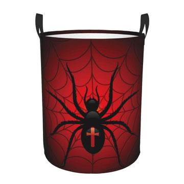 Pevtufa Spider On The Web Foldable Laundry Basket Organizer,Fabric Clothes Toy Storage Basket Nursery Hamper Storage Bin For Hou