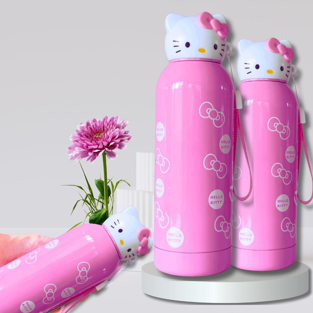 Baby In Love Basket Hello Kitty 400 Ml Insulated Water Bottle For Kids - Stainless Steel With 6-12H Heat Preservation With Sanri