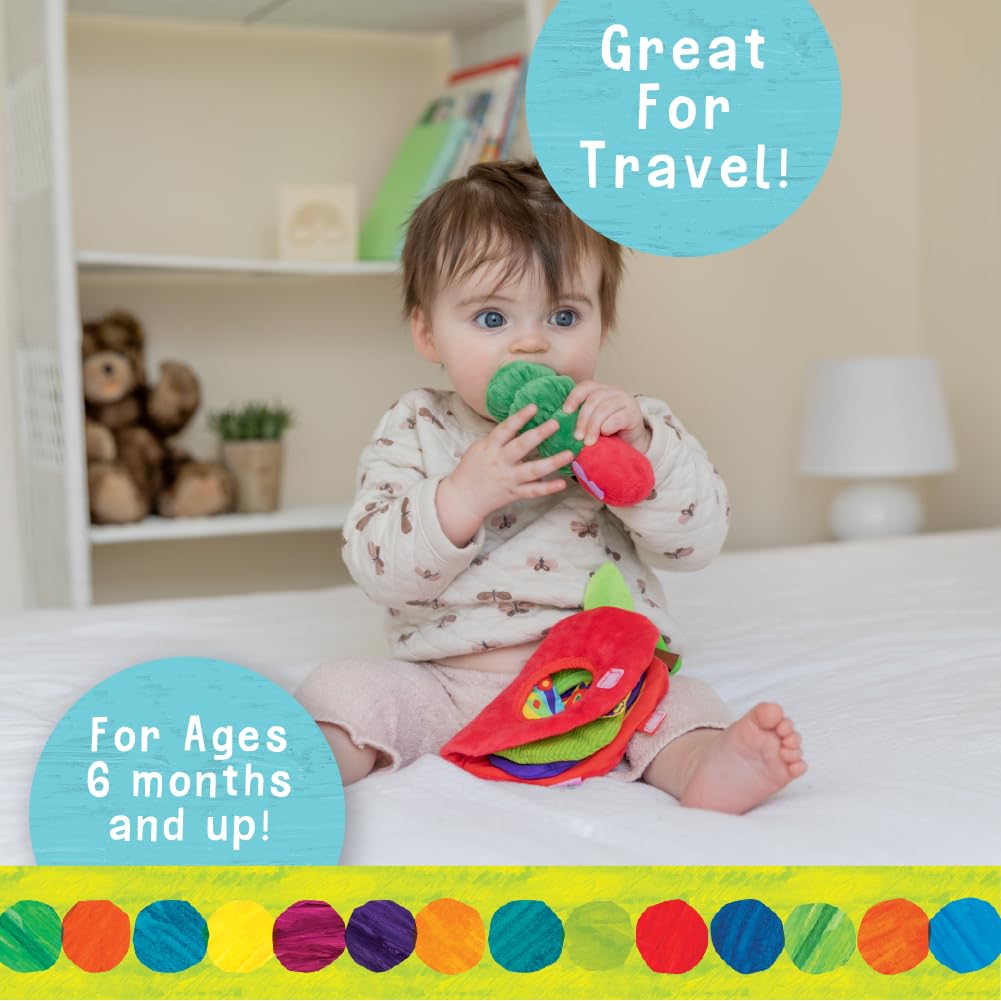 KIDS PREFERRED Eric Carle Very Hungry Caterpillar Activity Apple and Plush - Crinkle Texture Inside and Attached Leaf Teether -